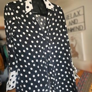 Alice + Olivia Black and White Polka Dot Button Down Shirt